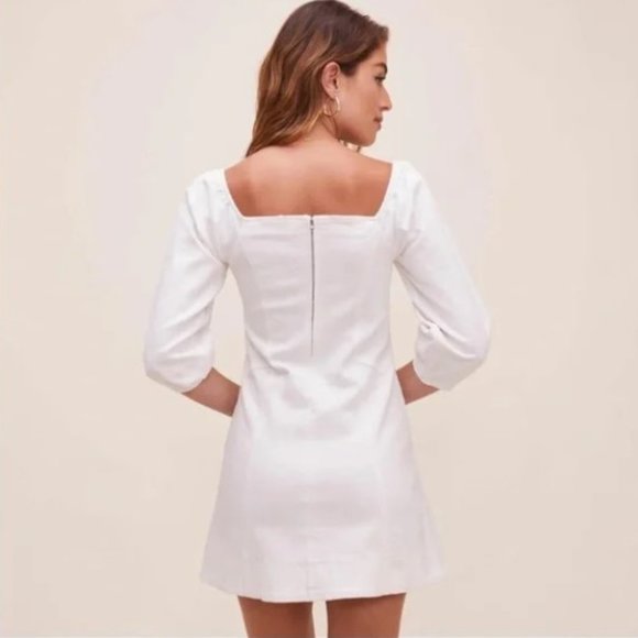 Astr the Label Rabia Puff Sleeve White Mini Dress | Medium - Picture 2 of 7